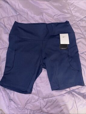 Nike Women's Dark Blue High-Rise Pocket Bike Shorts